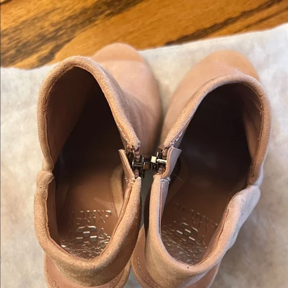 Vince Camuto Tan Suede Peep-Toe Heeled Boots - Picture 8 of 9